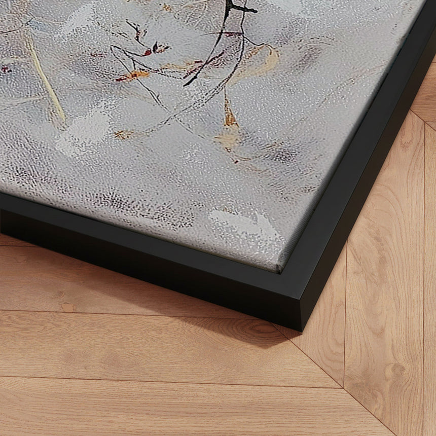Håndlavet maleri med sort ramme - Dance of Dots - Mixed media