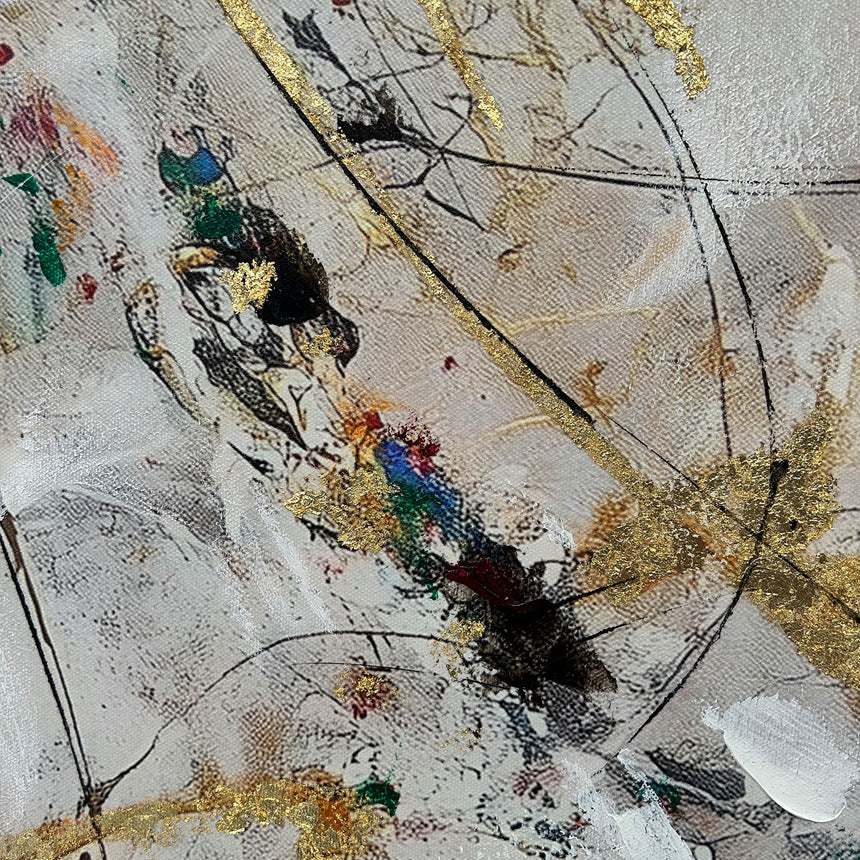 Håndlavet maleri med sort ramme - Dance of Dots II - Mixed media