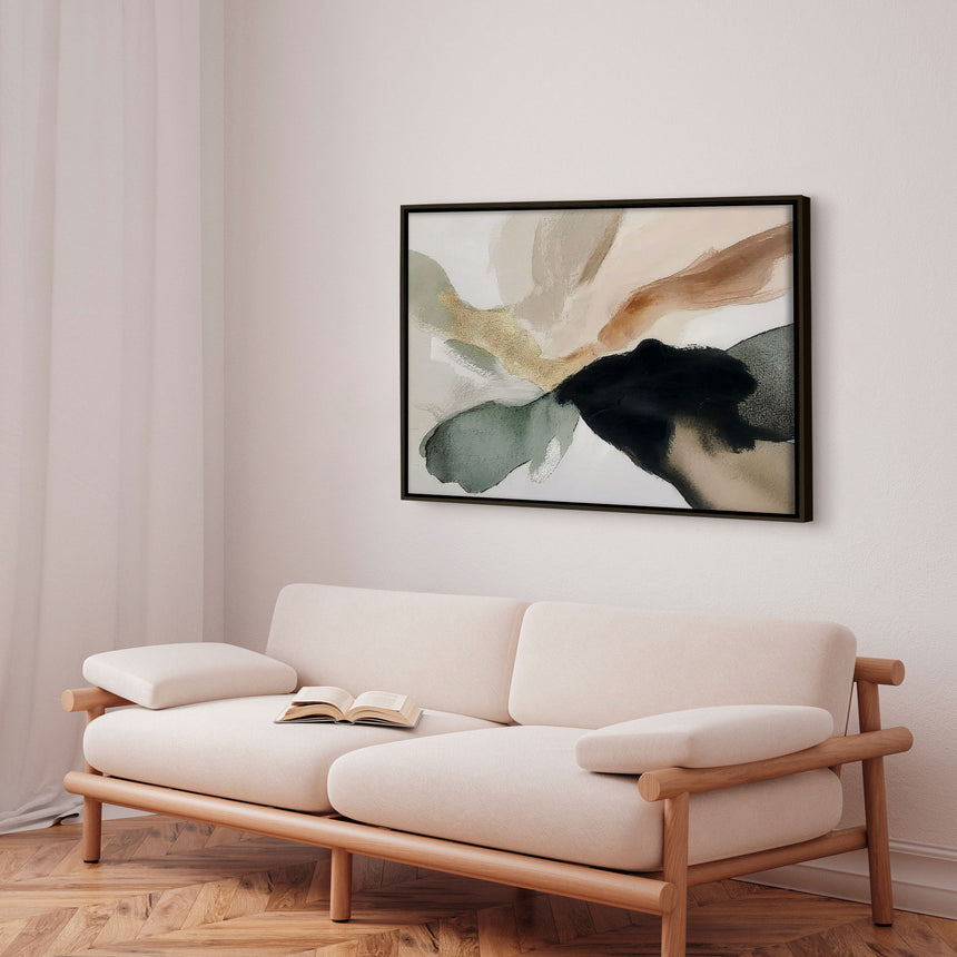 Håndlavet maleri med sort ramme - Brown Whispers - Mixed media