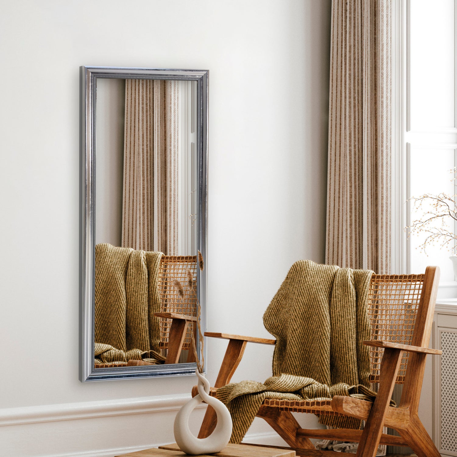 Antik spejl med sølvramme - Udsmykket - Incado