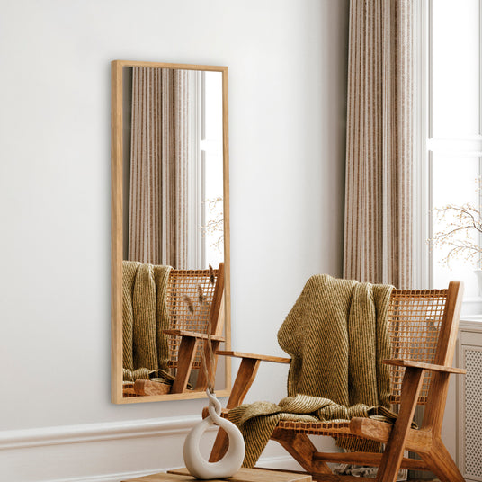 Aflangt spejl med bred egetræsramme - Incado