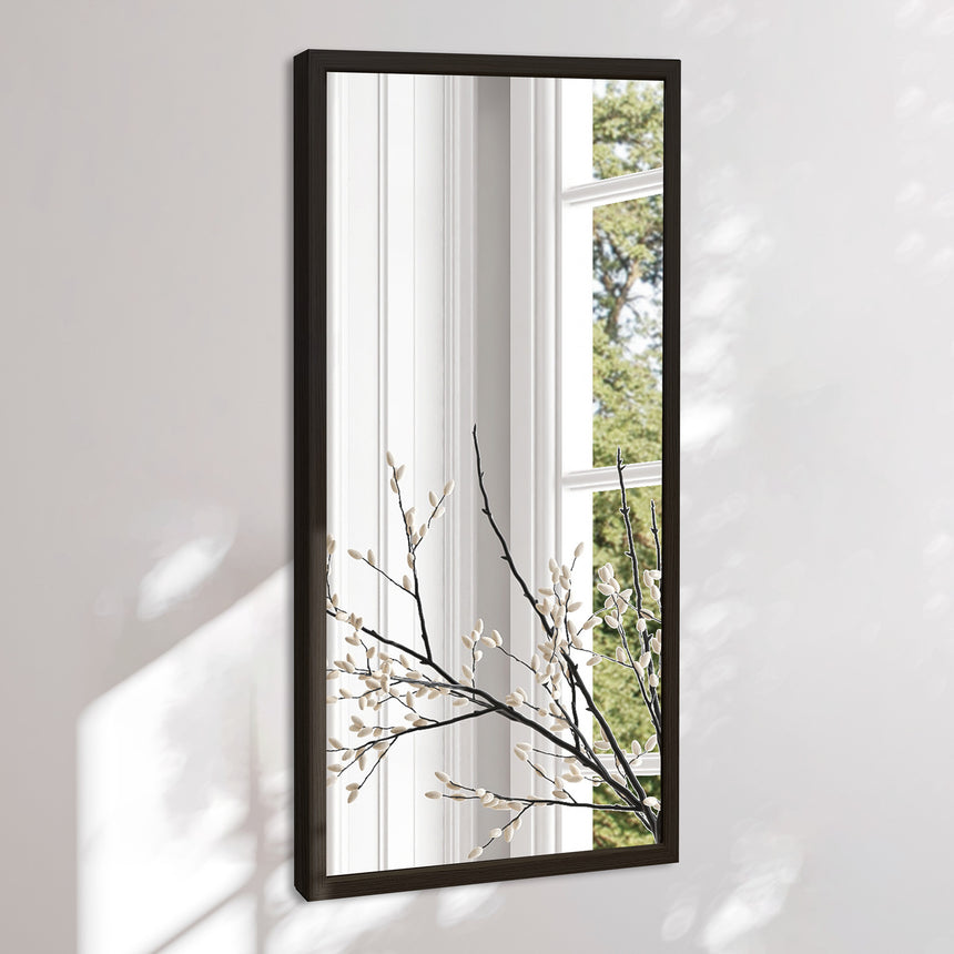 Aflangt spejl med bred sort træramme - Black Oak - Incado