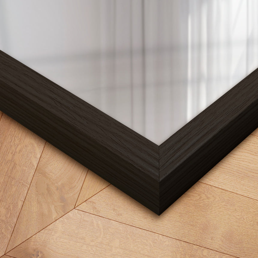 Aflangt spejl med bred sort træramme - Black Oak - Incado