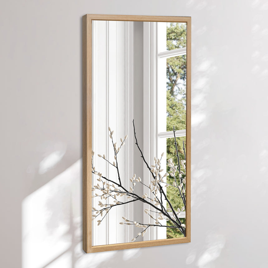 Aflangt spejl med bred træramme - Oak - Incado
