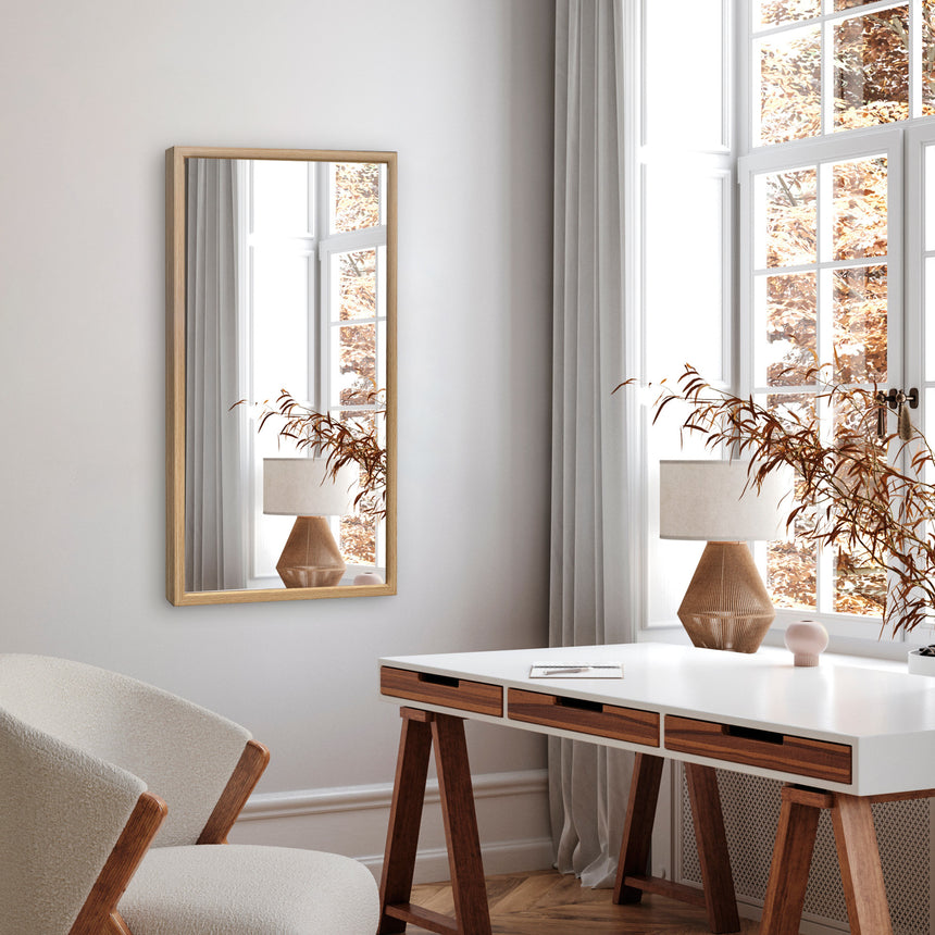 Aflangt spejl med bred træramme - Oak - Incado