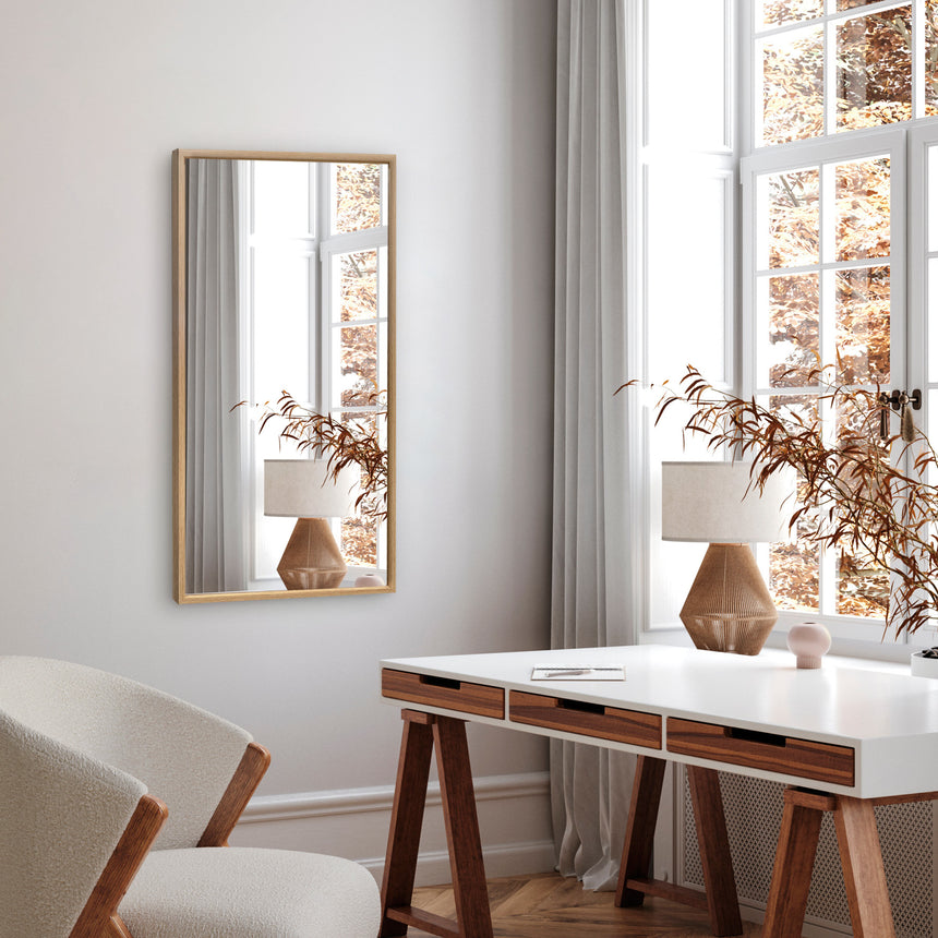 Aflangt spejl med smal træramme - Oak - Incado