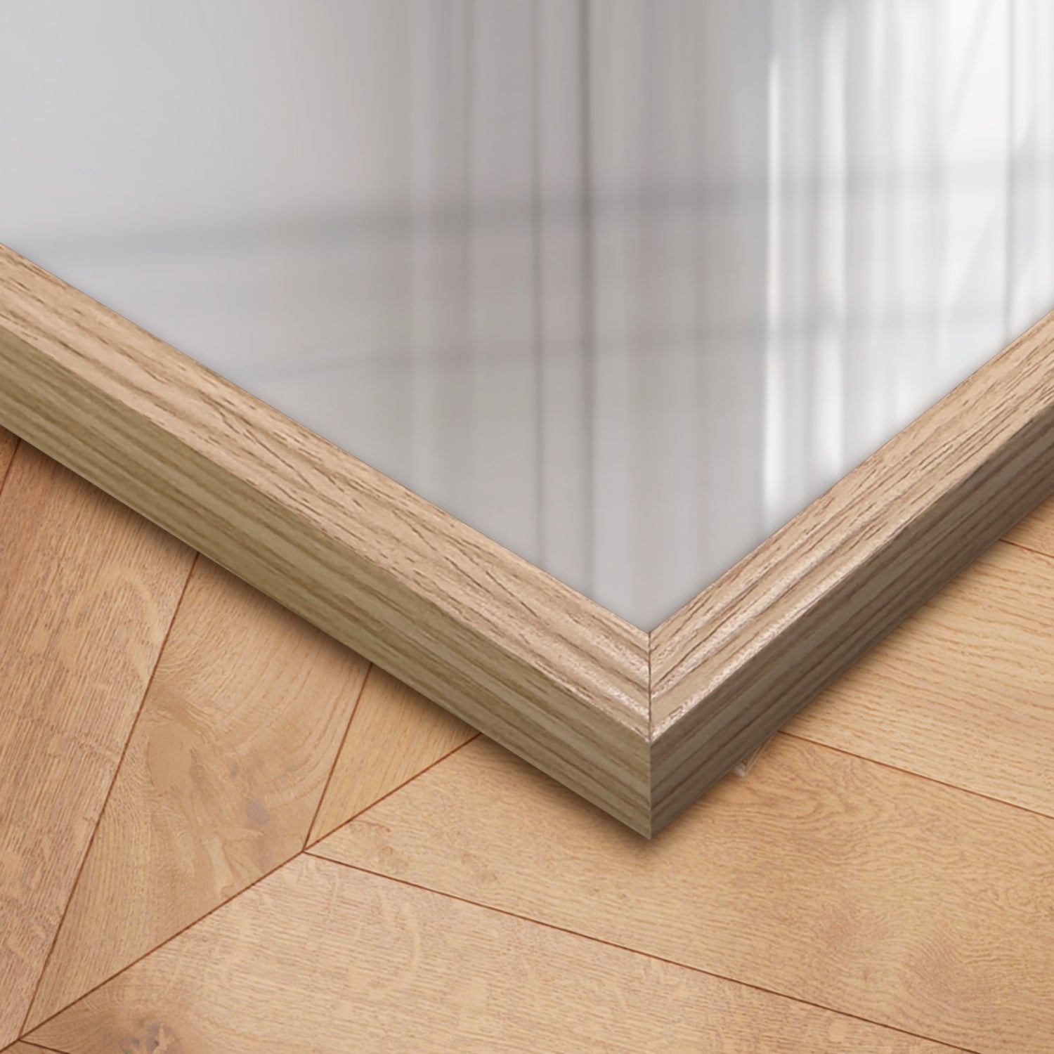 Aflangt spejl med smal træramme - Oak - Incado