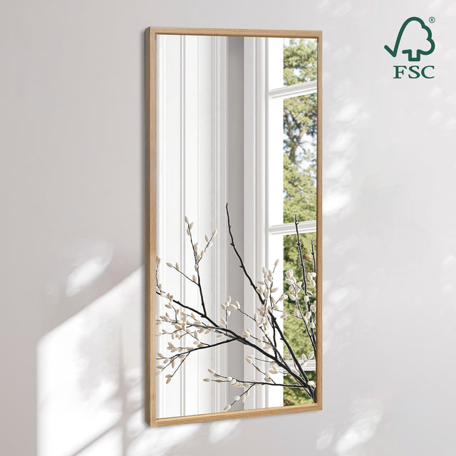 Aflangt spejl med smal træramme - Oak - Incado