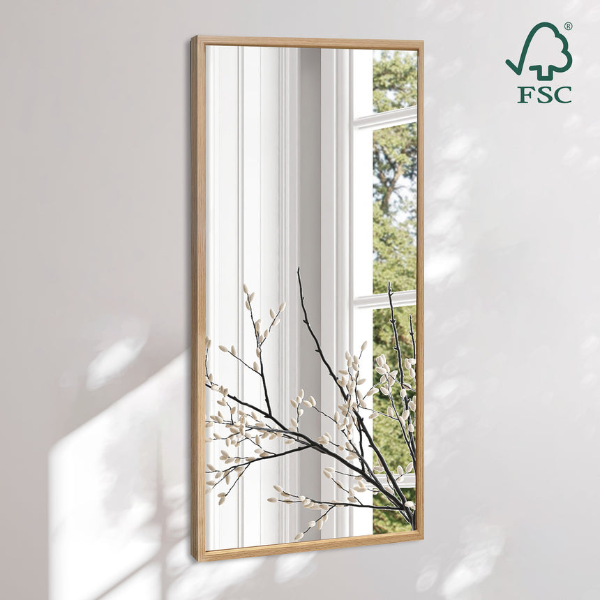 Aflangt spejl med smal træramme - Oak - Incado