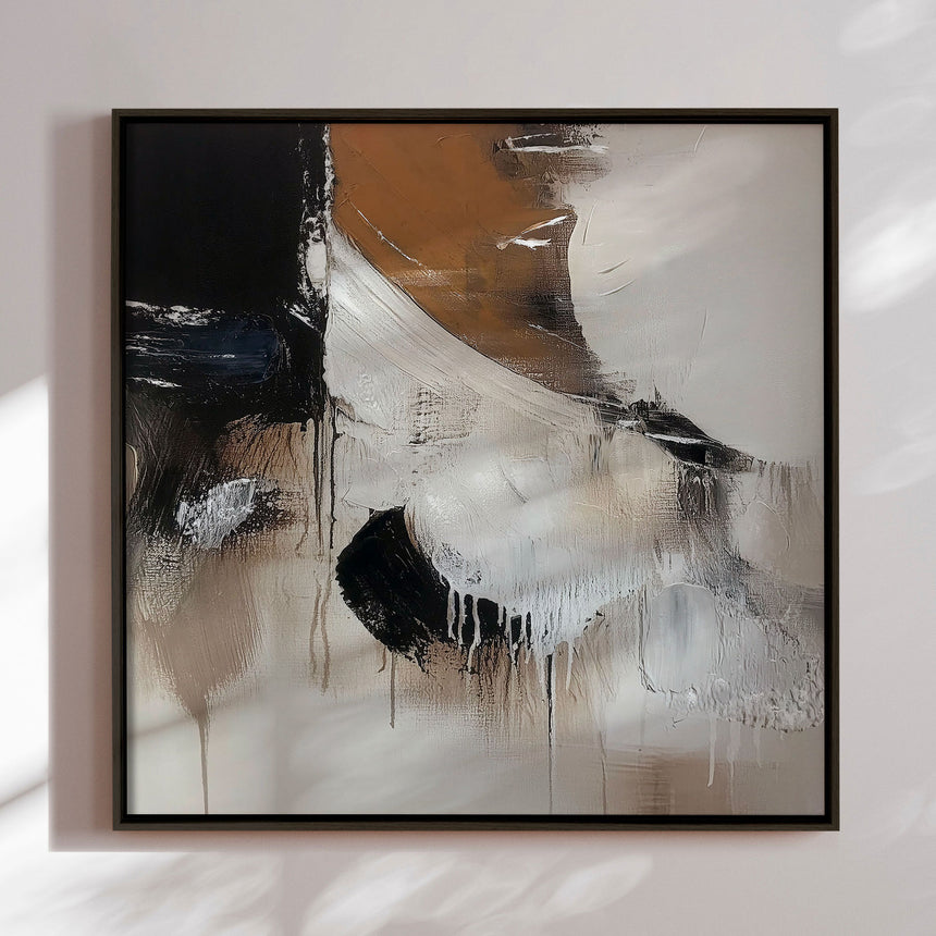 Håndlavet maleri med sort ramme - Earthen Flow - Mixed media