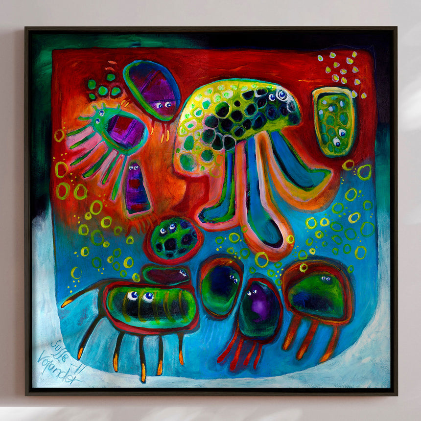 Lærredstryk - Jellyfish Party - Susse Volander