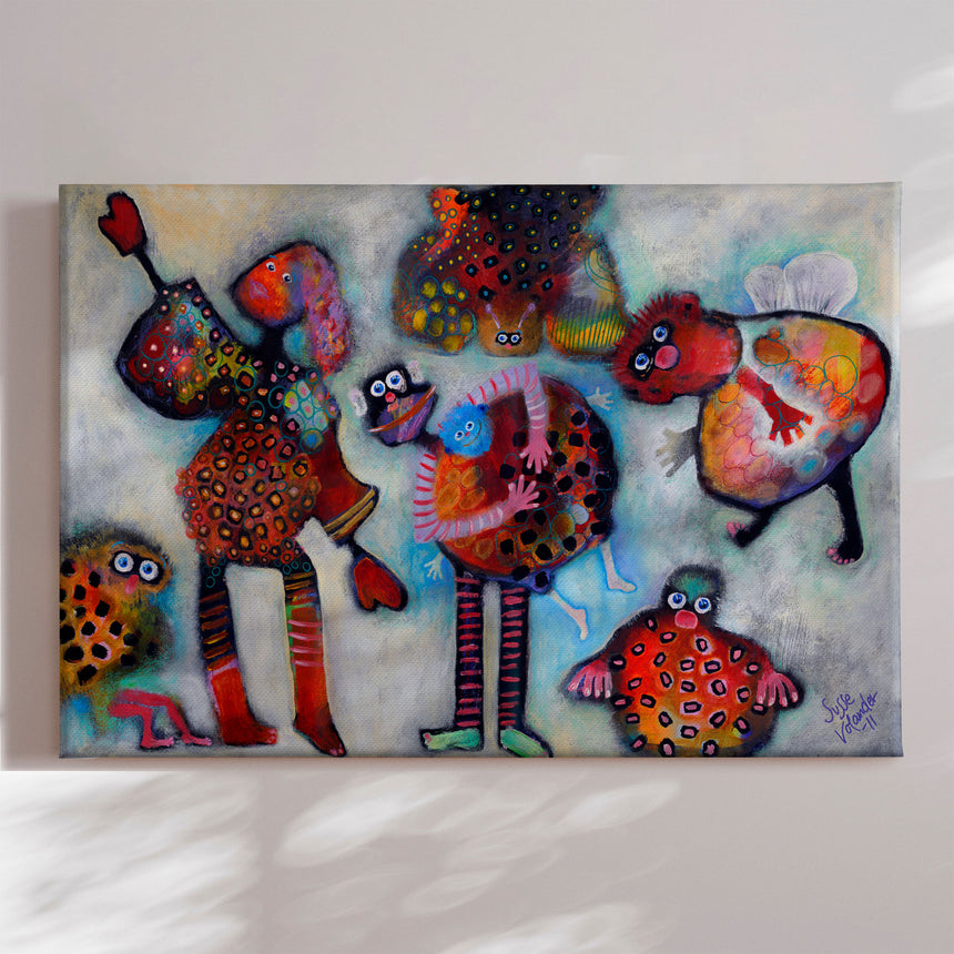 Lærredstryk - Anna Sisse with Pets - Susse Volander