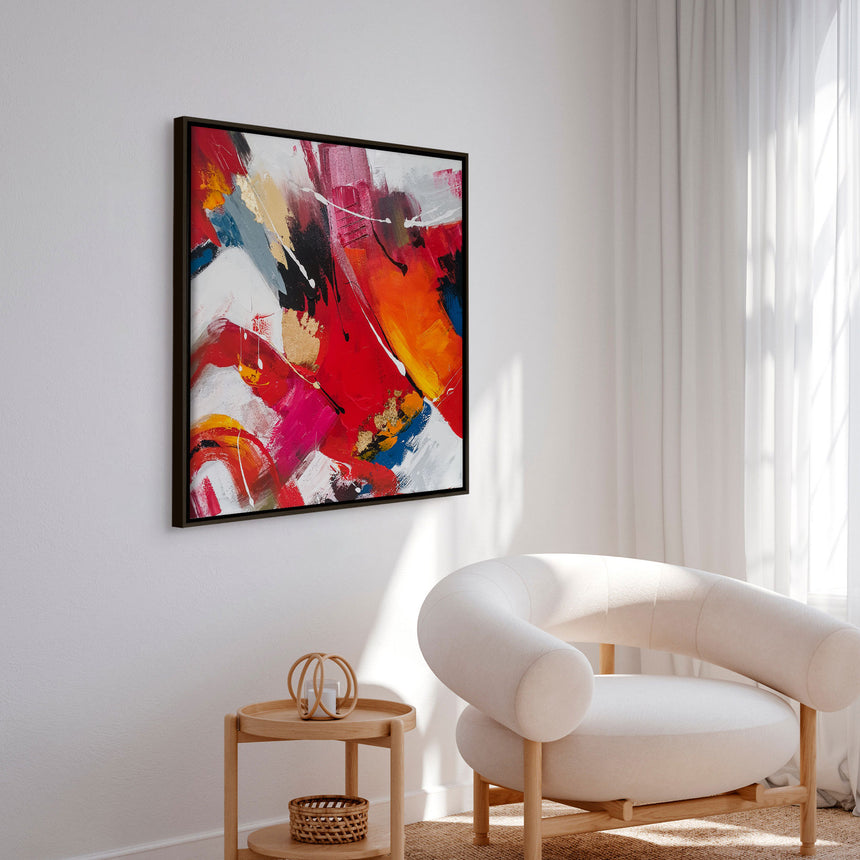 Håndlavet maleri med ramme - Red Emotions - Mixed media - Incado