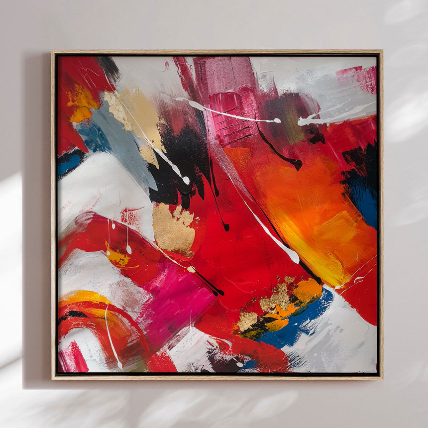 Håndlavet maleri med ramme - Red Emotions - Mixed media - Incado