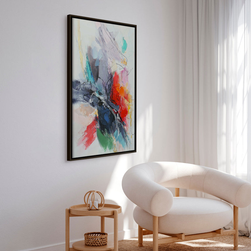 Håndlavet maleri med sort ramme - Abstract Storm IV - Mixed media