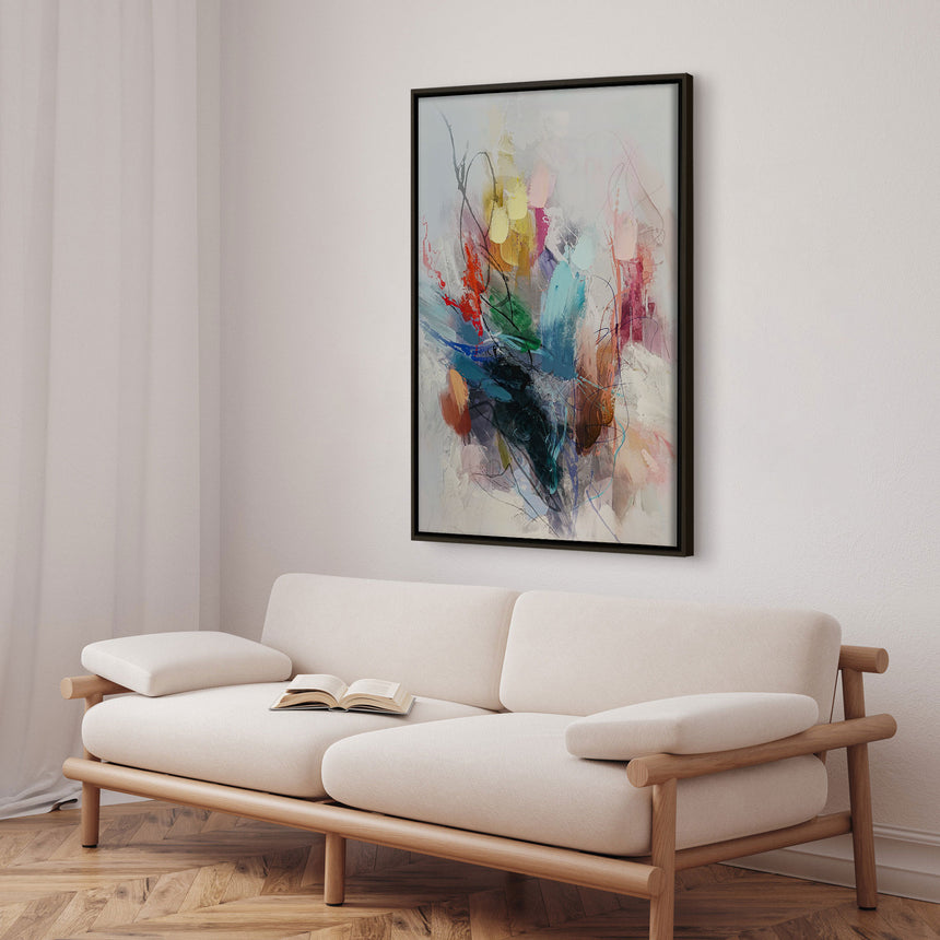 Håndlavet maleri med sort ramme - Abstract Storm V - Mixed media