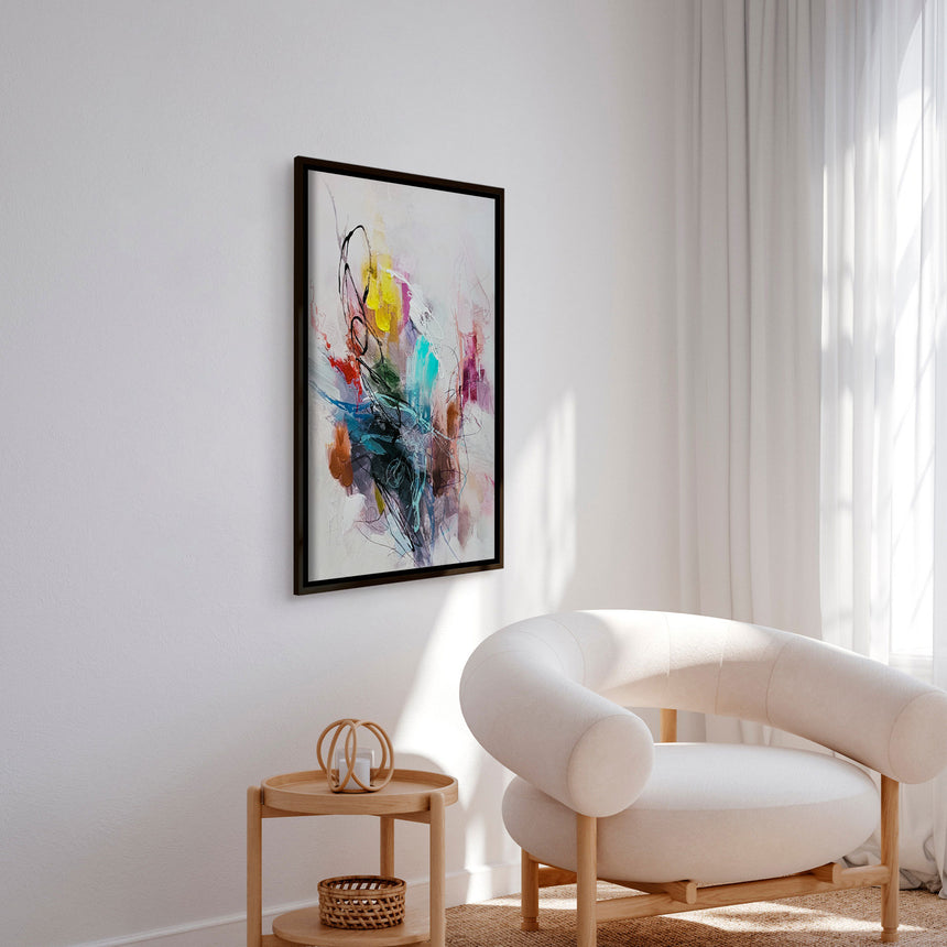 Håndlavet maleri med sort ramme - Abstract Storm II - Mixed media - Incado