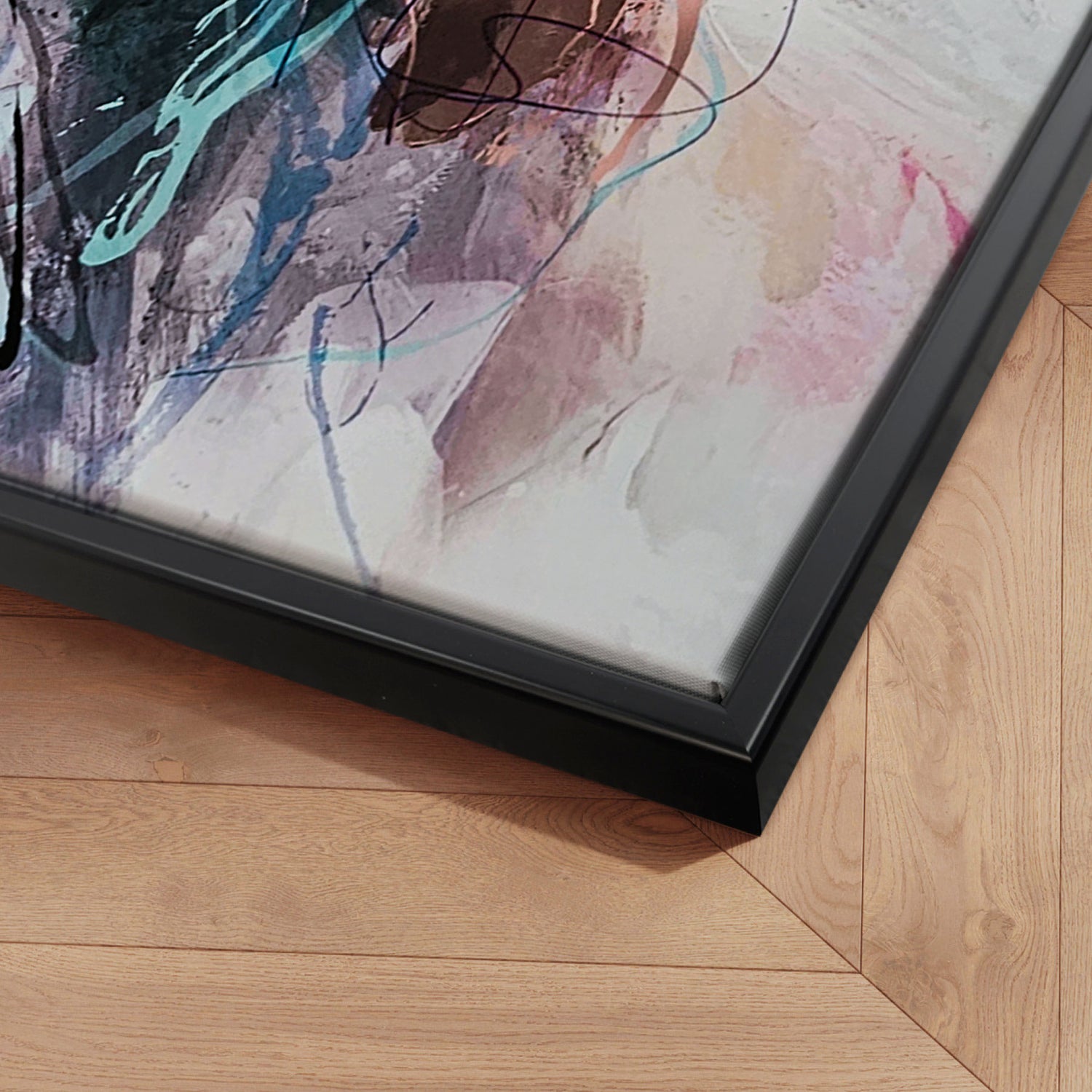 Håndlavet maleri med sort ramme - Abstract Storm II - Mixed media - Incado