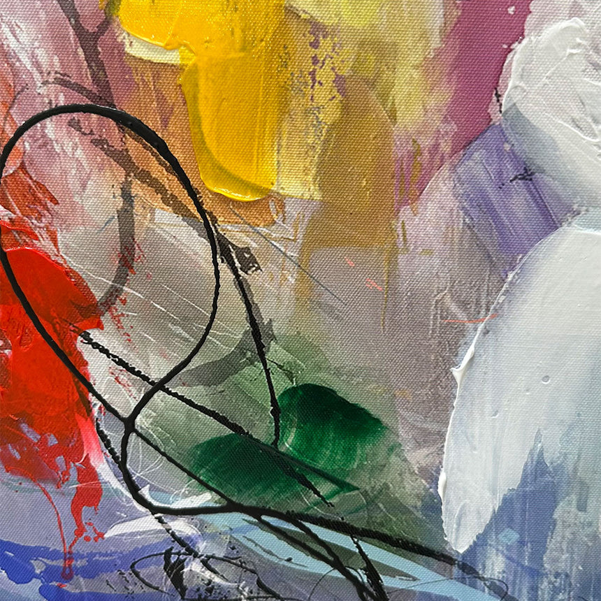 Håndlavet maleri med sort ramme - Abstract Storm II - Mixed media - Incado
