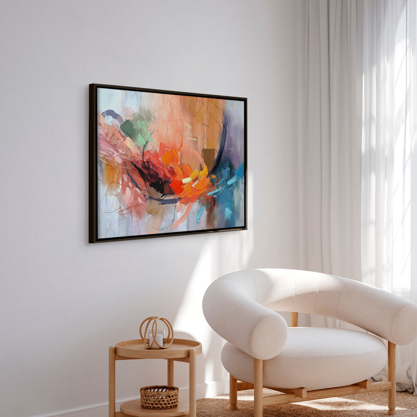 Håndlavet maleri med sort ramme - Abstract Storm VI - Mixed media