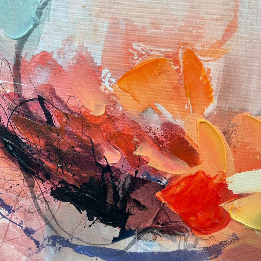 Håndlavet maleri med ramme - Abstract Storm III - Mixed media
