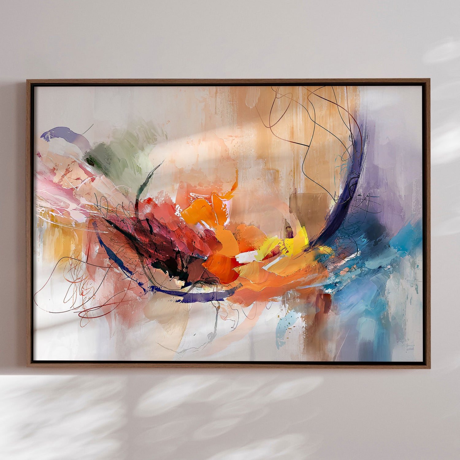 Håndlavet maleri med ramme - Abstract Storm III - Mixed media - Incado