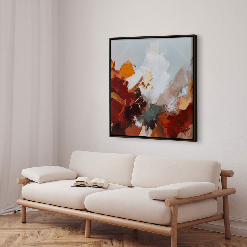 Håndlavet maleri med sort ramme - Red Motion - Mixed media