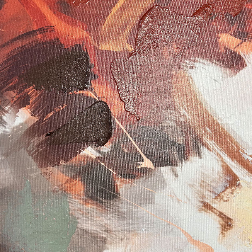 Håndlavet maleri med sort ramme - Red Motion - Mixed media