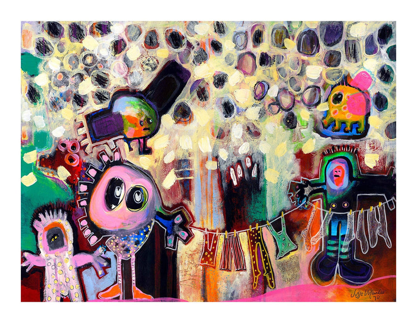 Lærredstryk - Marsmænd Hænger Tøj - Susse Volander - Incado