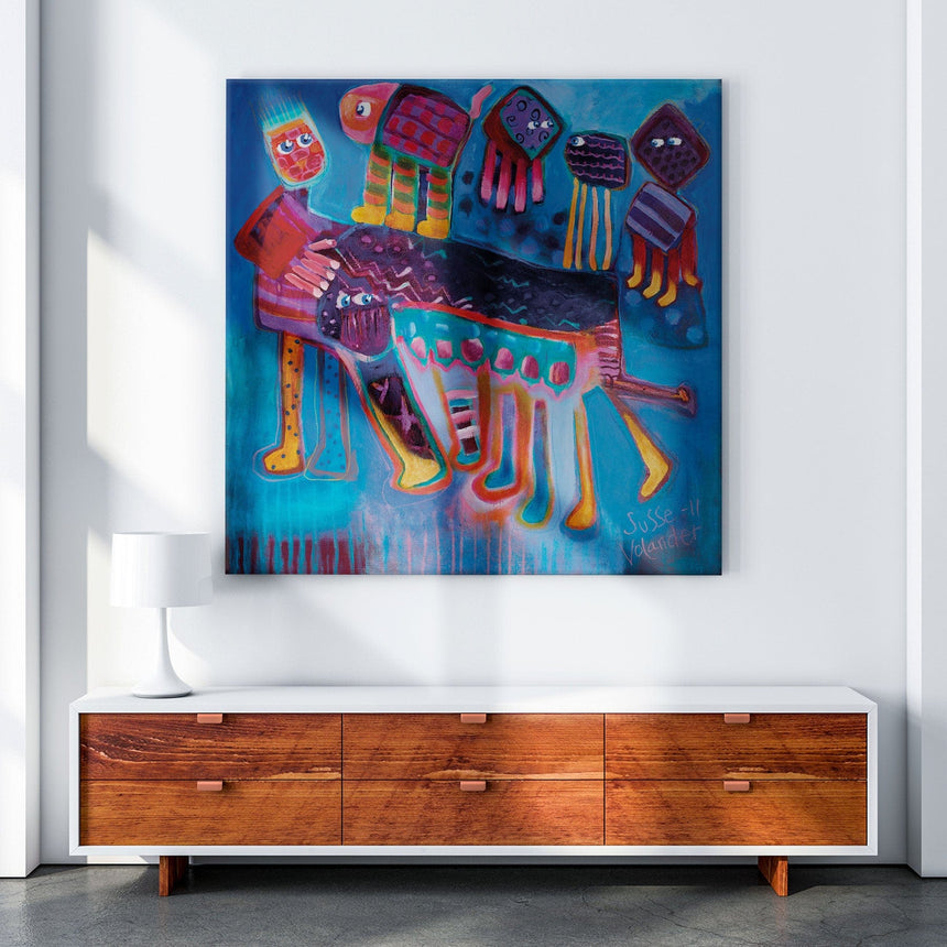 Lærredstryk - Freja Plays With Dogs - Susse Volander - Incado