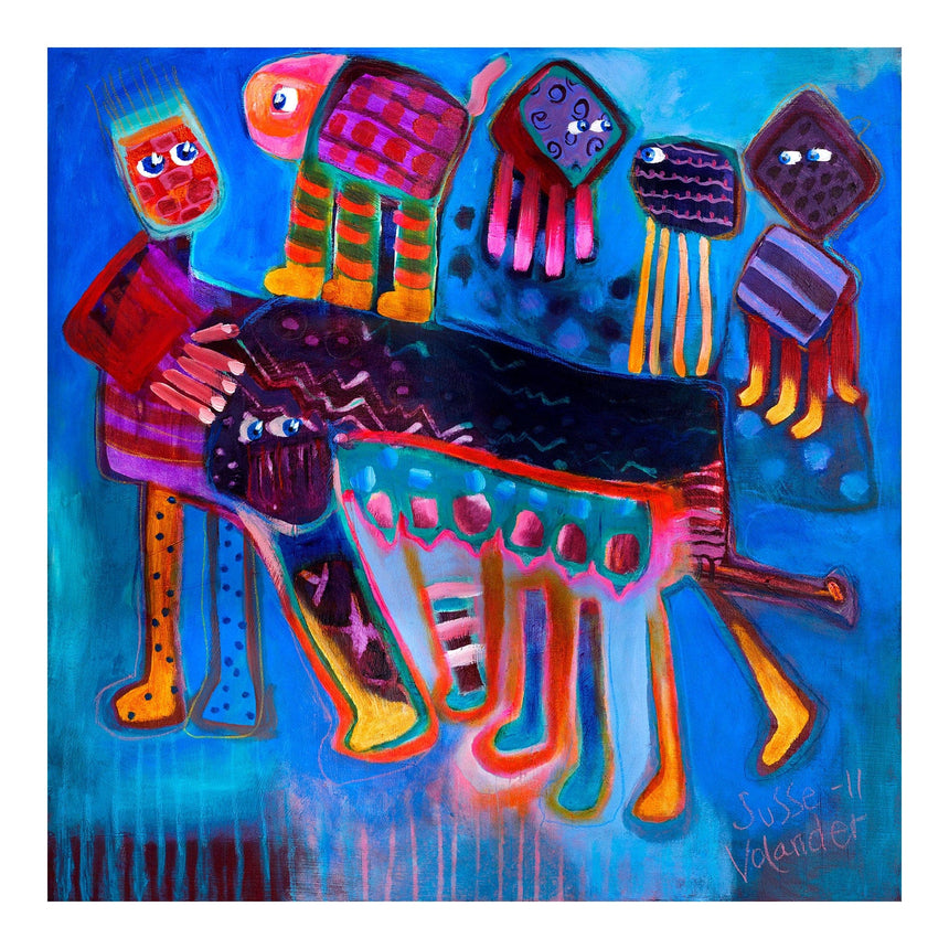 Lærredstryk - Freja Plays With Dogs - Susse Volander - Incado