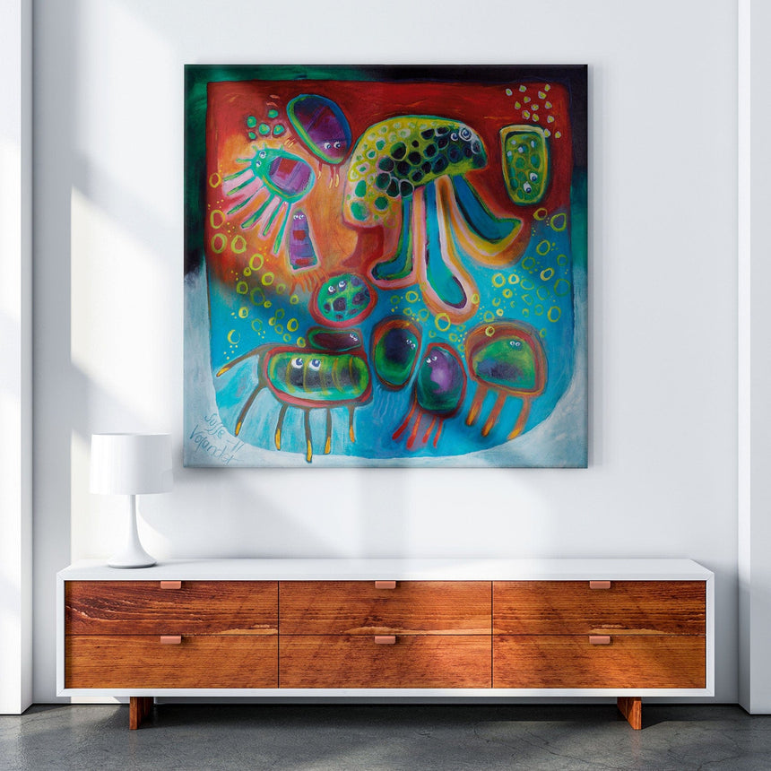 Lærredstryk - Jellyfish Party - Susse Volander - Incado