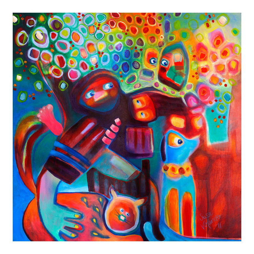 Lærredstryk - Family Picnic - Susse Volander - Incado