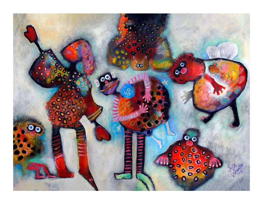 Lærredstryk - Anna Sisse with Pets - Susse Volander - Incado