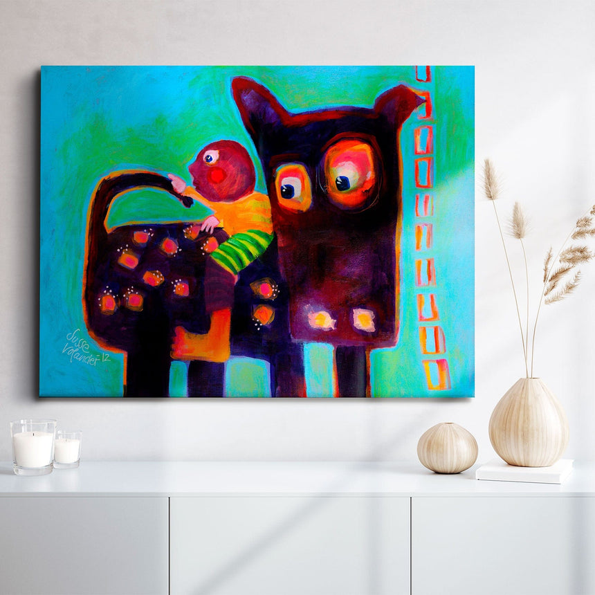 Lærredstryk - Dog Sees Its Tail - Susse Volander - Incado