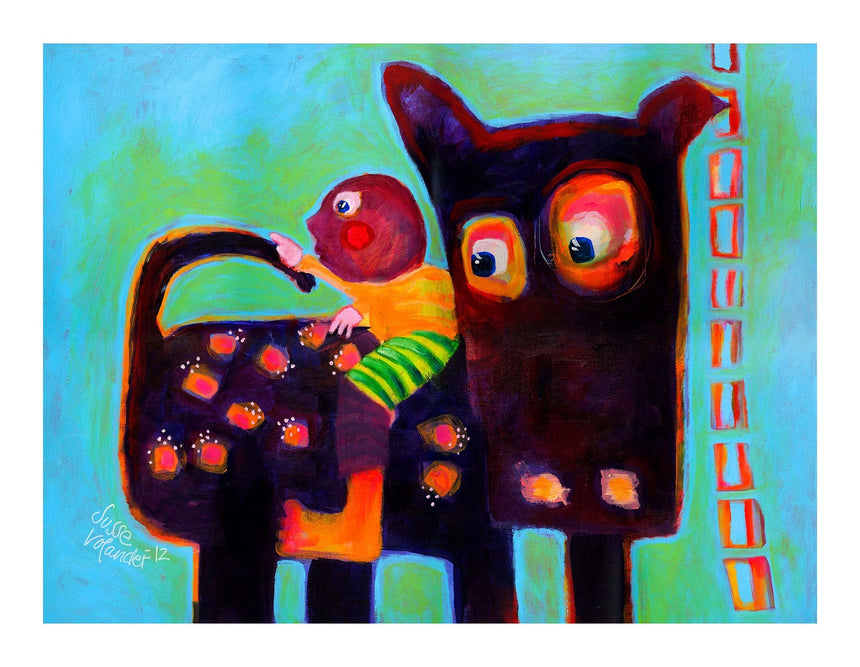 Lærredstryk - Dog Sees Its Tail - Susse Volander - Incado