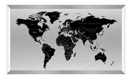 Metal verdenskort med sølv ramme - Light - Incado