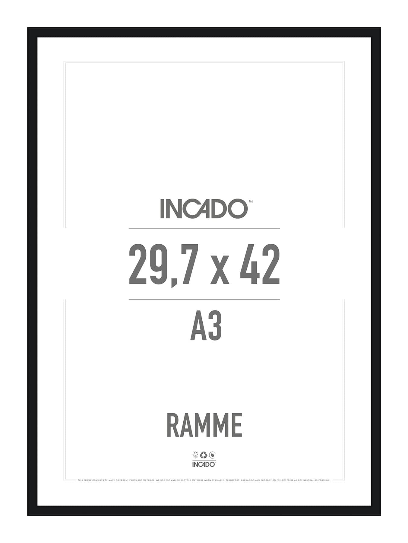 Sort Ramme Incado NordicLine - 29,7 x 42 cm