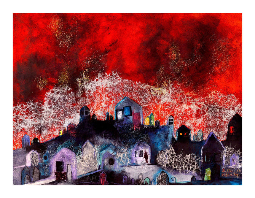 Lærredstryk - Landsbyen Sover - Susse Volander - Incado