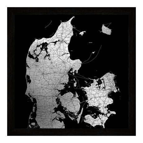 Metal Danmarkskort med sort ramme - Dark II - Incado