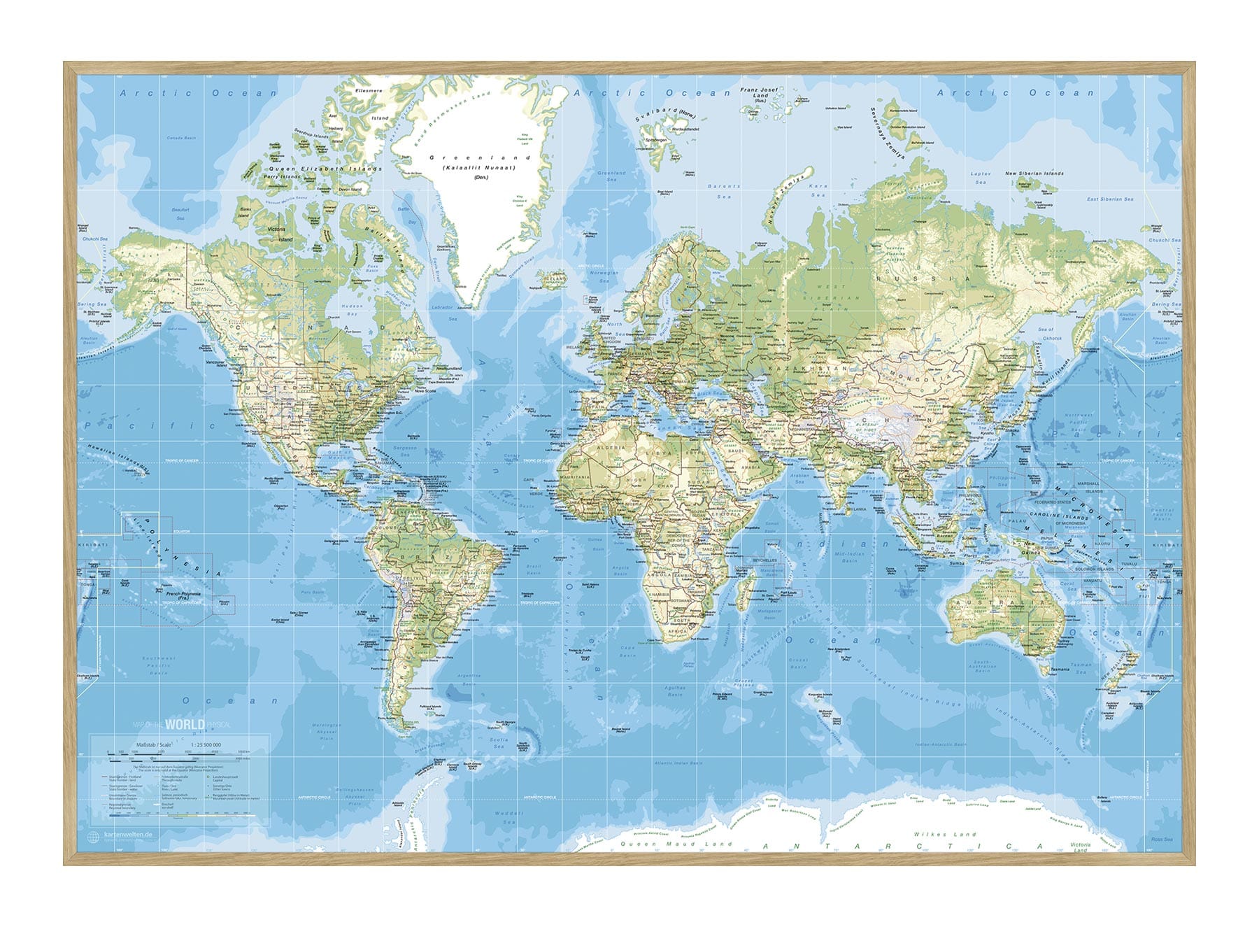 Classic verdenskort - Pinboard Egetræsramme Incado