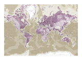 Verdenskort - Purple - Lærredstryk - Incado
