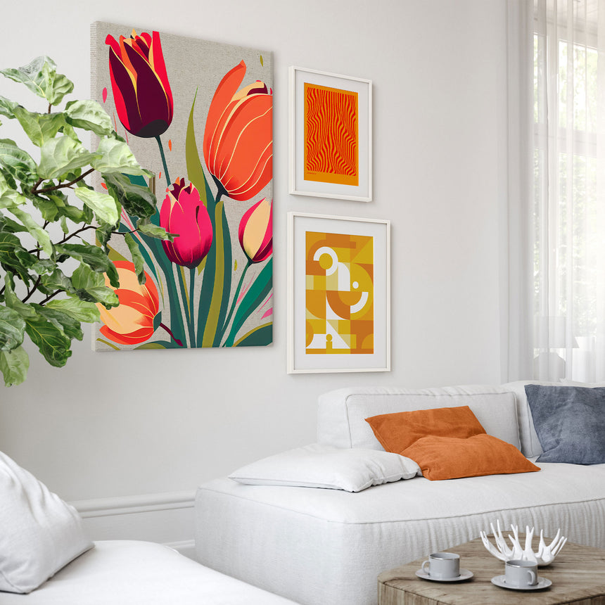 Hør lærredstryk - Colorful Tulip - Incado