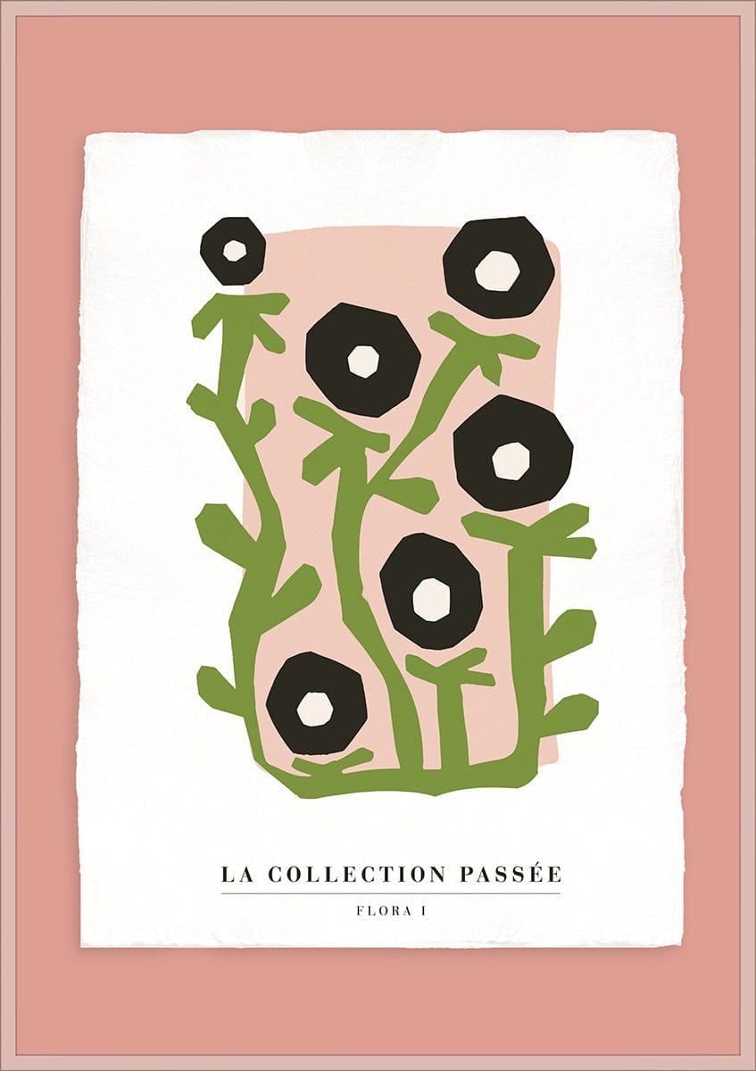 Luksus plakat med lyserød ramme - Flora I - Artist Paper - Incado