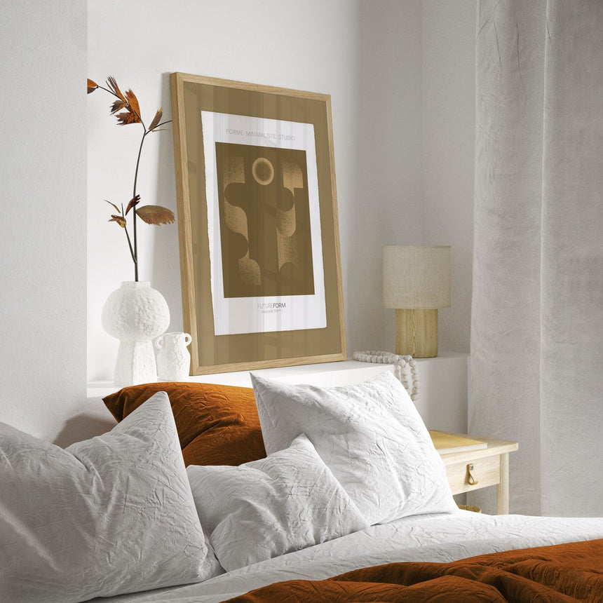Luksus plakat med egetræsramme - Cascade Form I Oak - Artist Paper - Incado