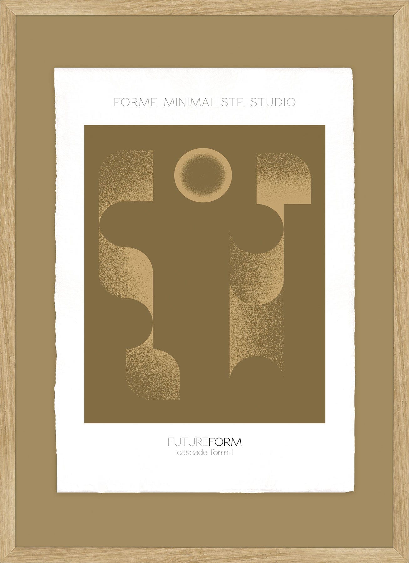 Luksus plakat med egetræsramme - Cascade Form I Oak - Artist Paper - Incado