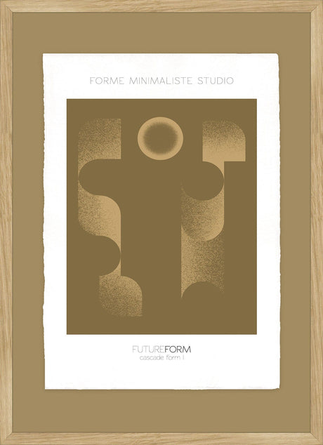 Luksus plakat med egetræsramme - Cascade Form I Oak - Artist Paper - Incado