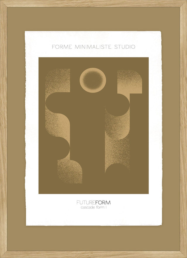 Luksus plakat med egetræsramme - Cascade Form I Oak - Artist Paper - Incado