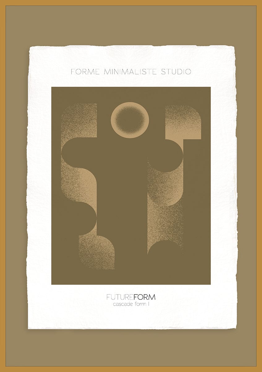 Luksus plakat med gul ramme - Cascade Form I - Artist Paper - Incado