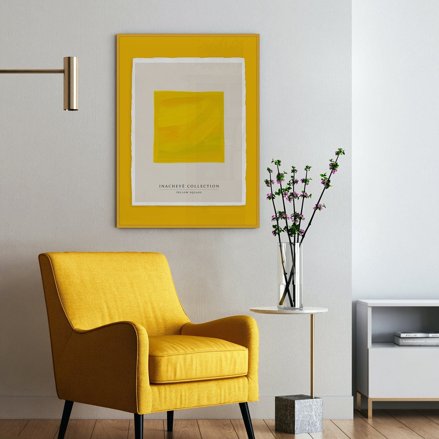 Luksus plakat med gul ramme - Yellow Square - Artist Paper - Incado